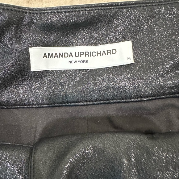 Amanda Uprichard Faux Leather Shimmering Black Mini Skirt - Picture 4 of 7